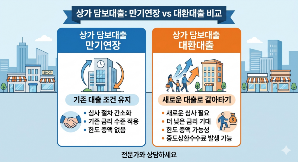 상가 담보대출 만기연장 대환 비교
